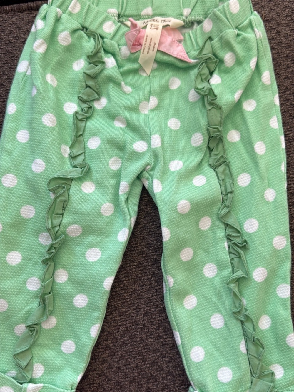 Matilda Jane Mint Green White Polka Dot Ruffle Jeans